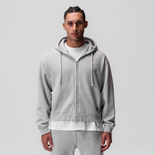 ASRV 0843. Tech Essential™ Distressed Full Zip Hoodie - Heather Grey