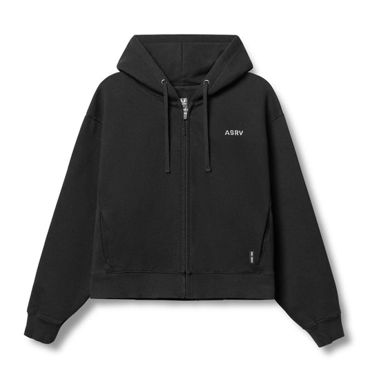 ASRV 0843. Tech Essential™ Distressed Full Zip Hoodie - Black