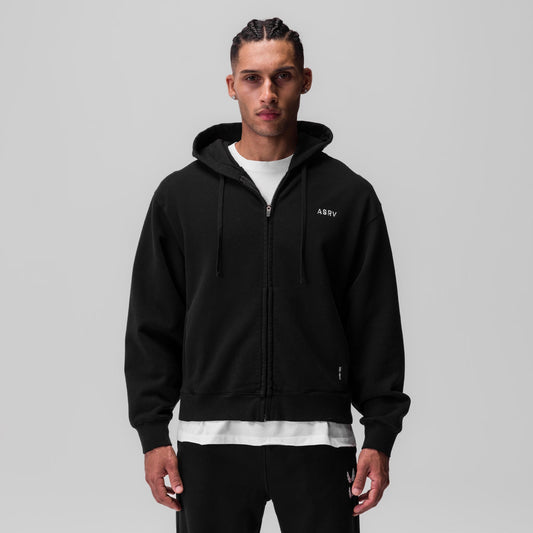 ASRV 0843. Tech Essential™ Distressed Full Zip Hoodie - Black